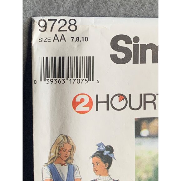 Simplicity Girl's Dress and Jumper Sewing Pattern Sz 7-10 9728 - Uncut - Picture 2 of 4
